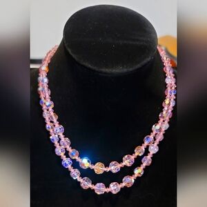 Vintage 1950's Austrian Aurora Borealis Crystal Necklace and Earrings